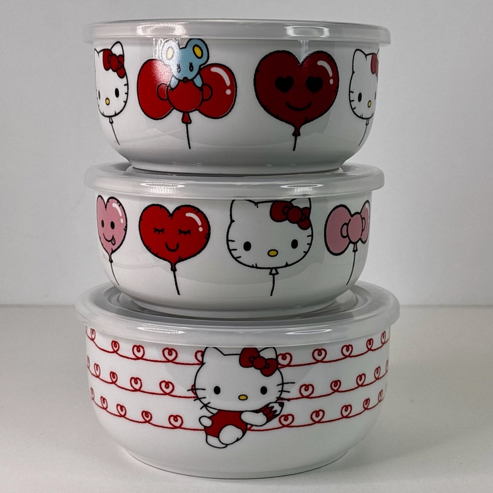 Hello Kitty, Valentine’s DayCeramic Food Storage Containers Vented Lid